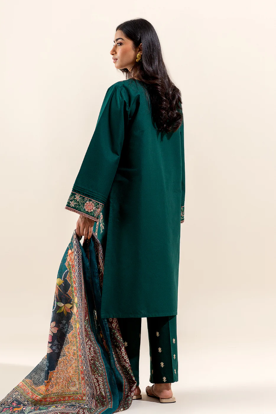 3 PIECE EMBROIDERED LAWN SUIT-OPULENT RUST (UNSTITCHED) - Image 4