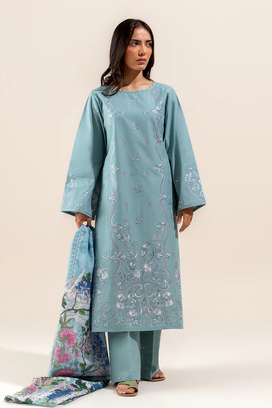 3 PIECE EMBROIDERED LAWN SUIT-ICE BLOOM (UNSTITCHED) - Image 3