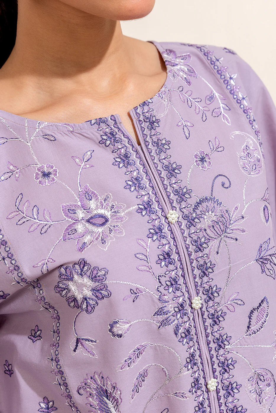 2 PIECE EMBROIDERED LAWN-LILAC LUXURIATE (UNSTITCHED) - Image 5