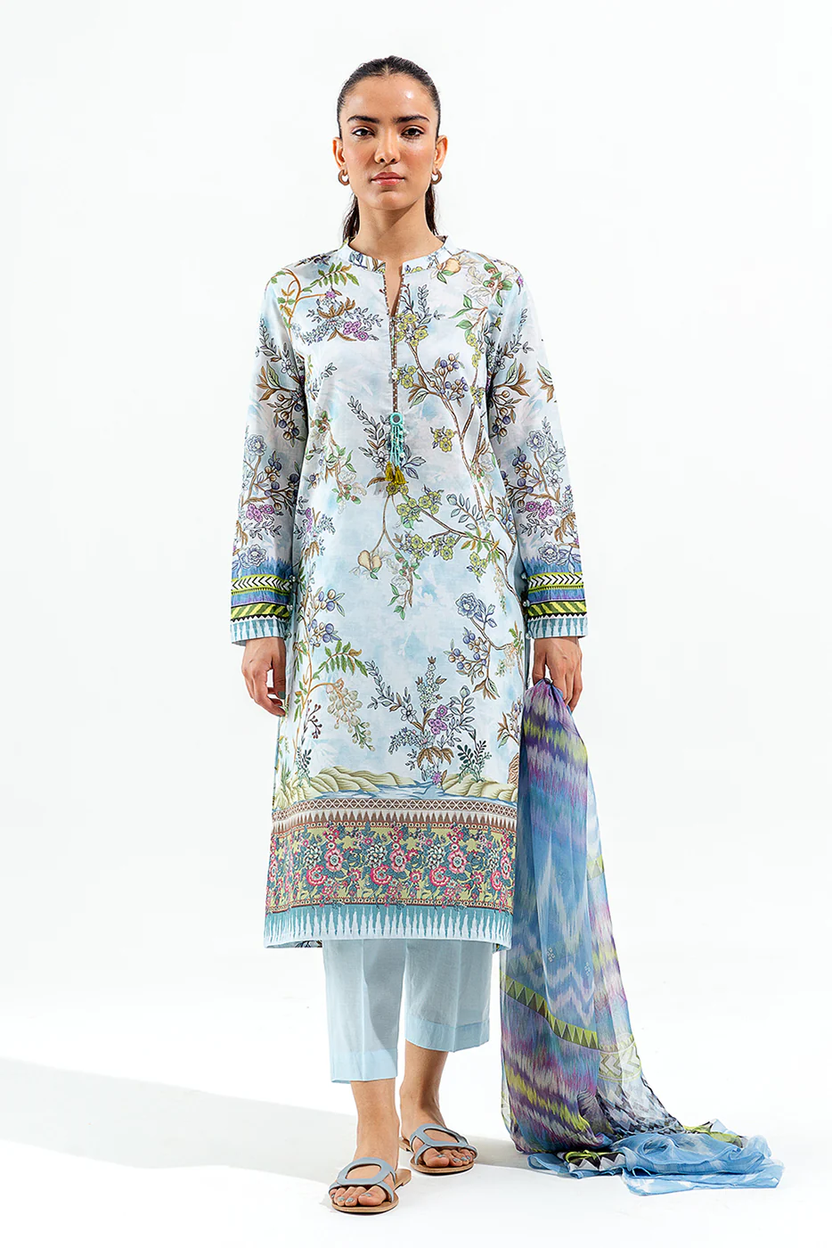 3 PIECE PRINTED LAWN SUIT (PRET) - Image 2