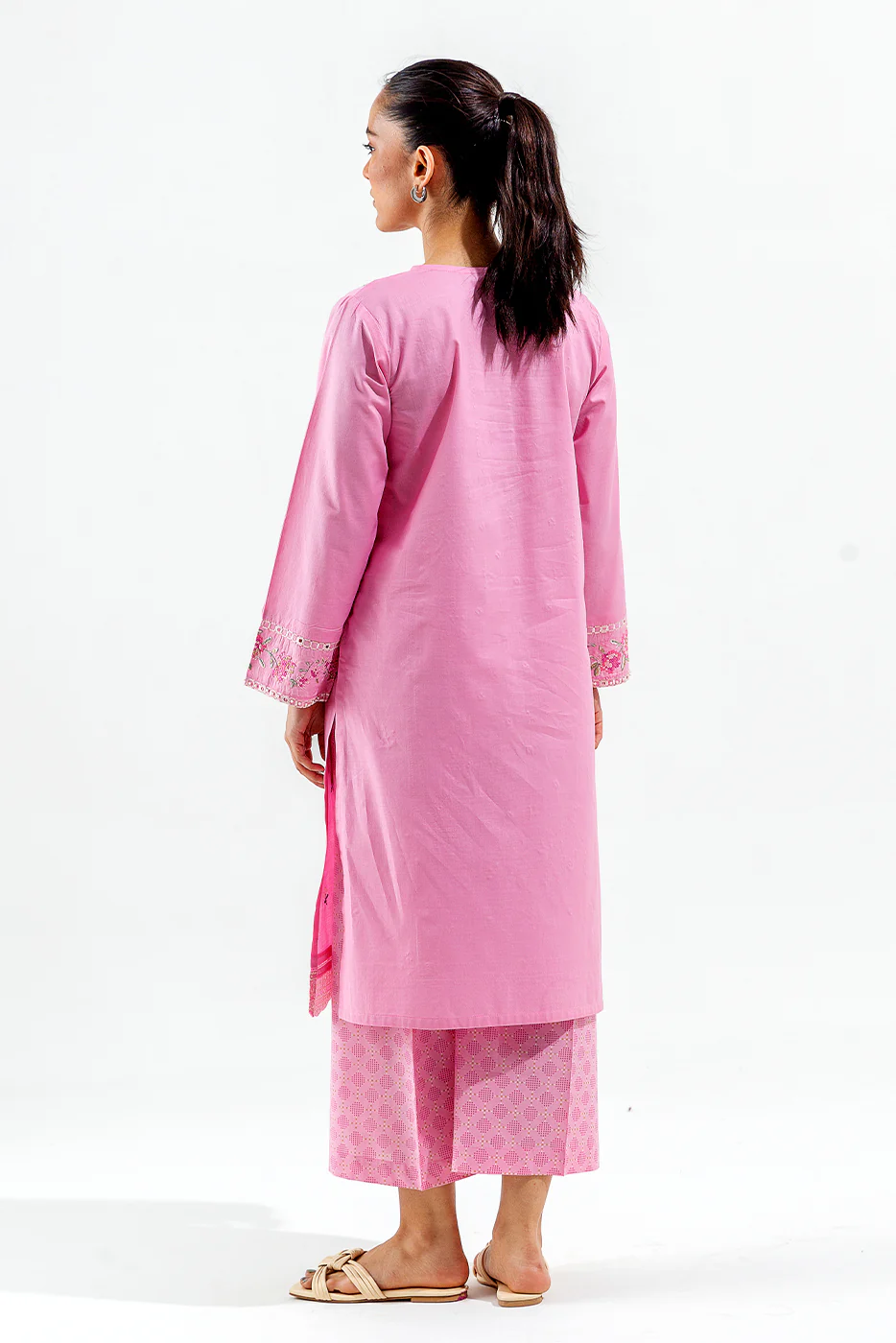 2 PIECE EMBROIDERED COTTON SUIT (PRET) - Image 4