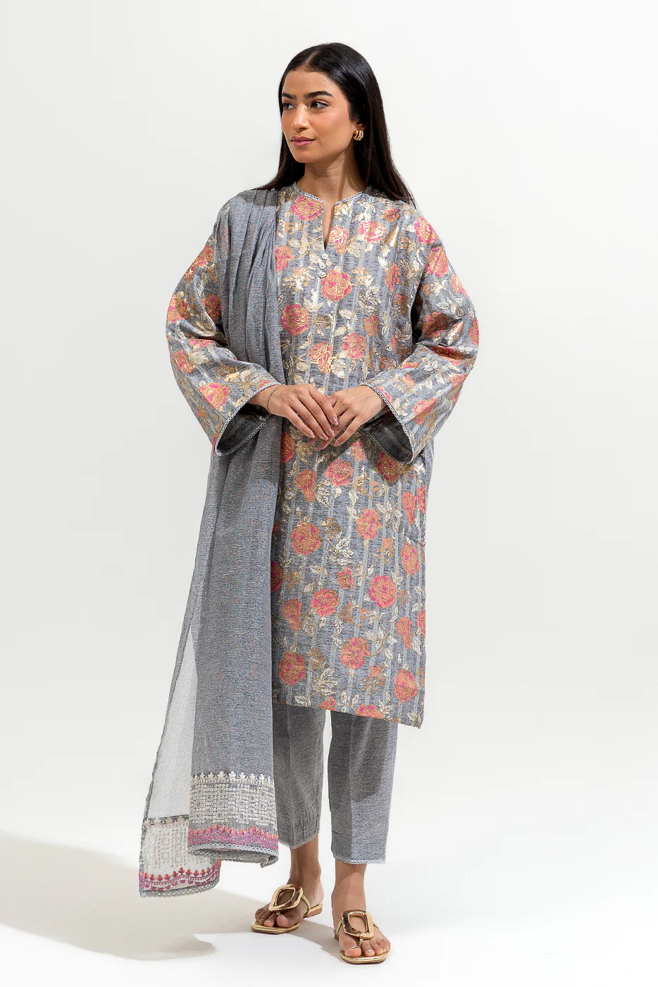 3 PIECE PRINTED JACQUARD SUIT (LUXURY-PRET) - Image 2