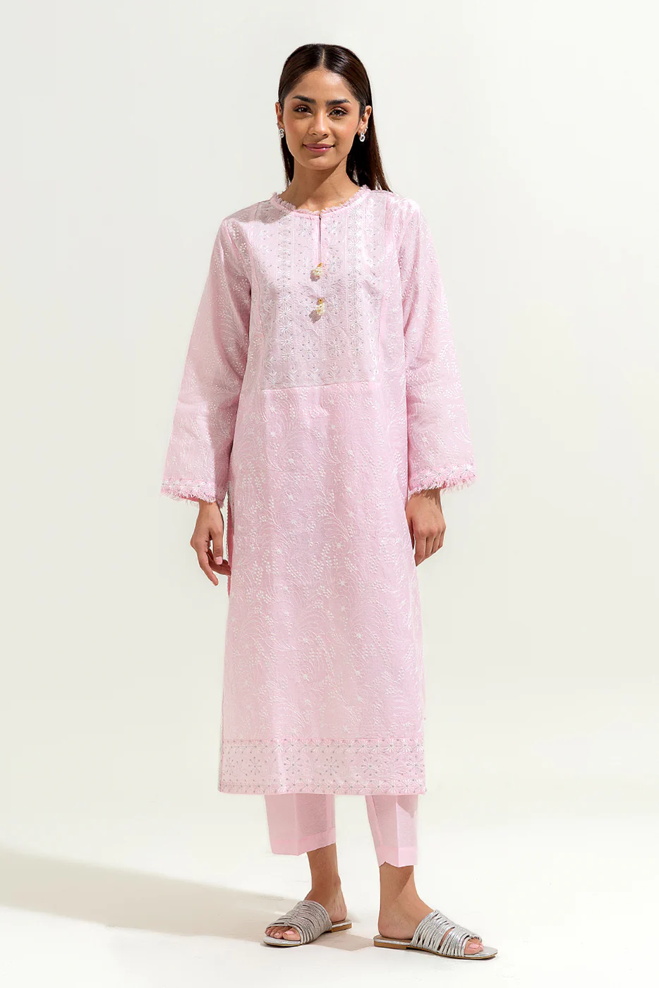 2 PIECE EMBROIDERED SLUB SUIT (LUXURY-PRET) - Image 2
