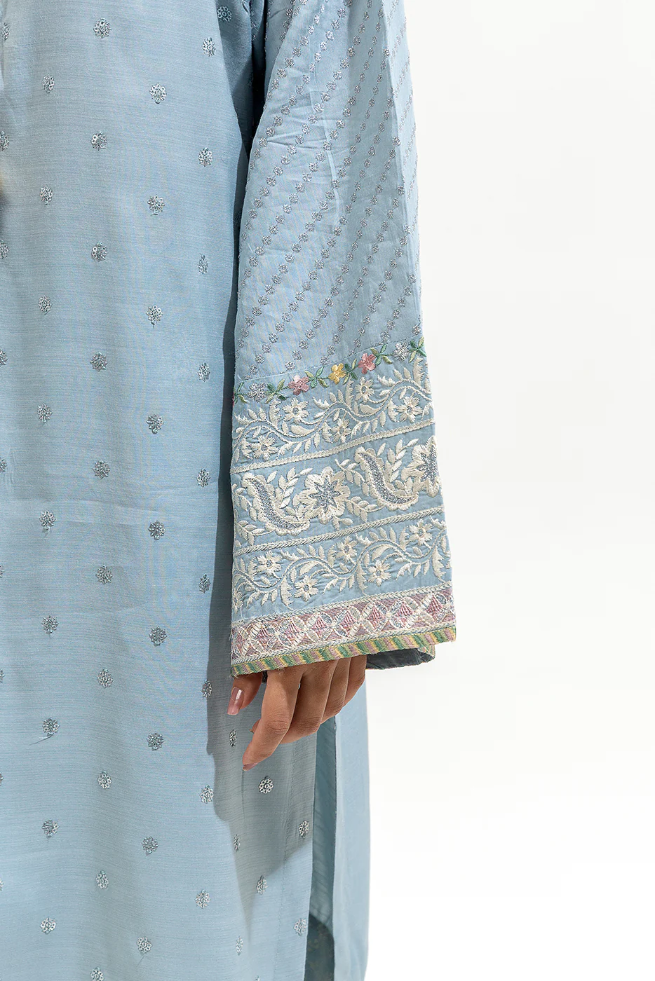 2 PIECE EMBROIDERED SLUB SUIT (LUXURY-PRET) - Image 5