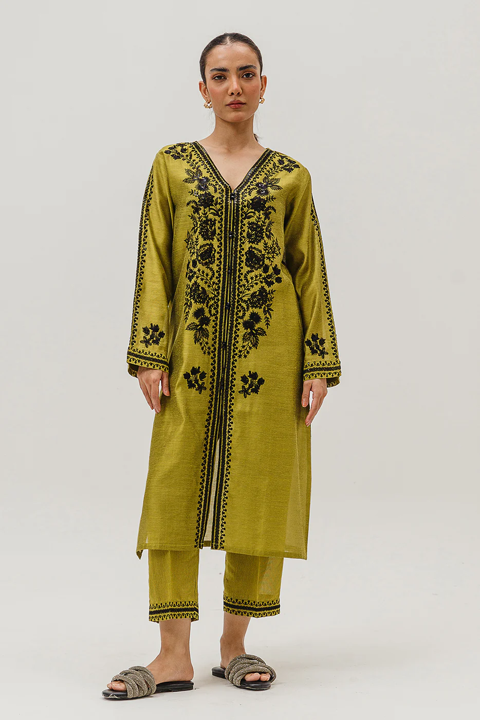 2 PIECE EMBROIDERED TWO TONE SUIT (LUXURY-PRET) - Image 2