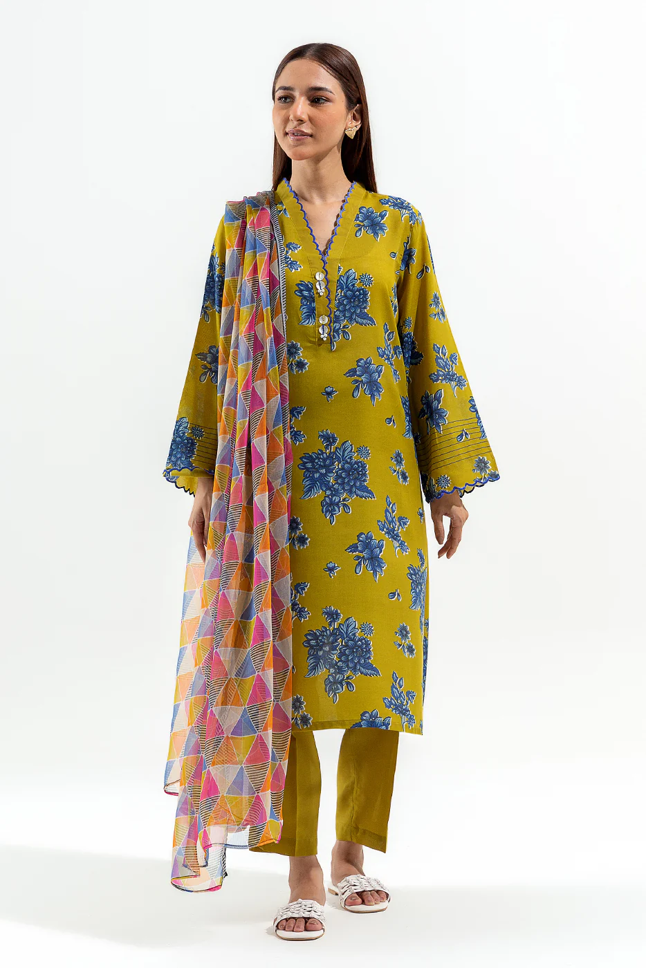 3 PIECE PRINTED LAWN SUIT (PRET) - Image 2