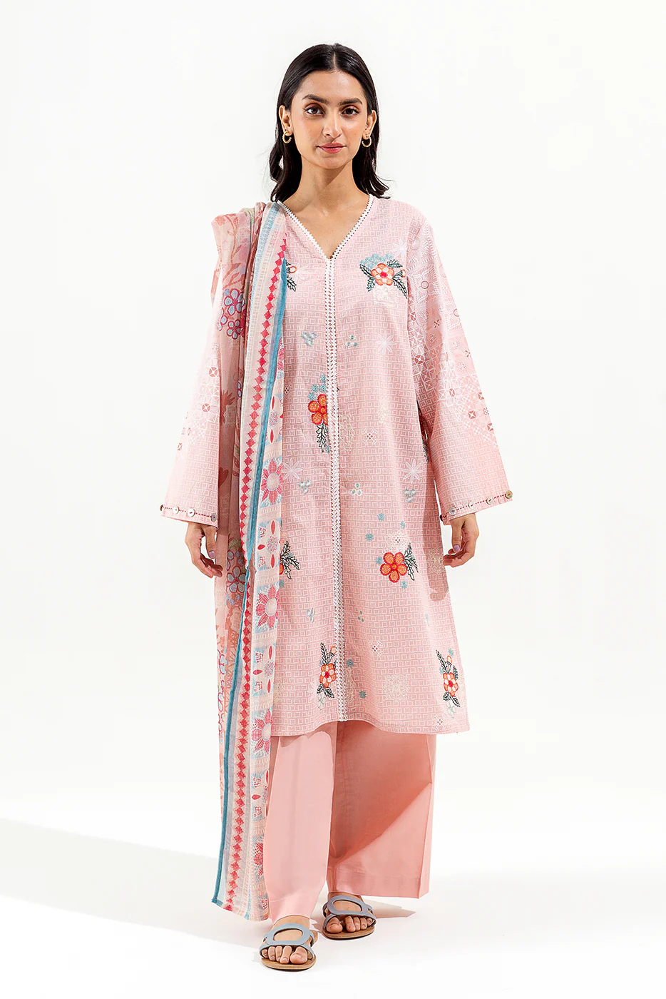 3 PIECE EMBROIDERED LAWN SUIT (PRET) - Image 2