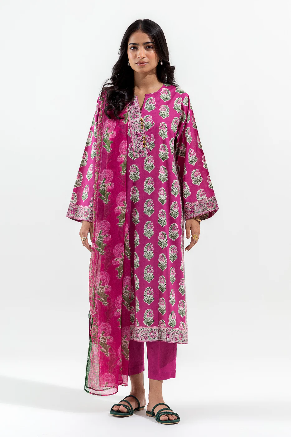 3 PIECE PRINTED LAWN SUIT (PRET) - Image 3