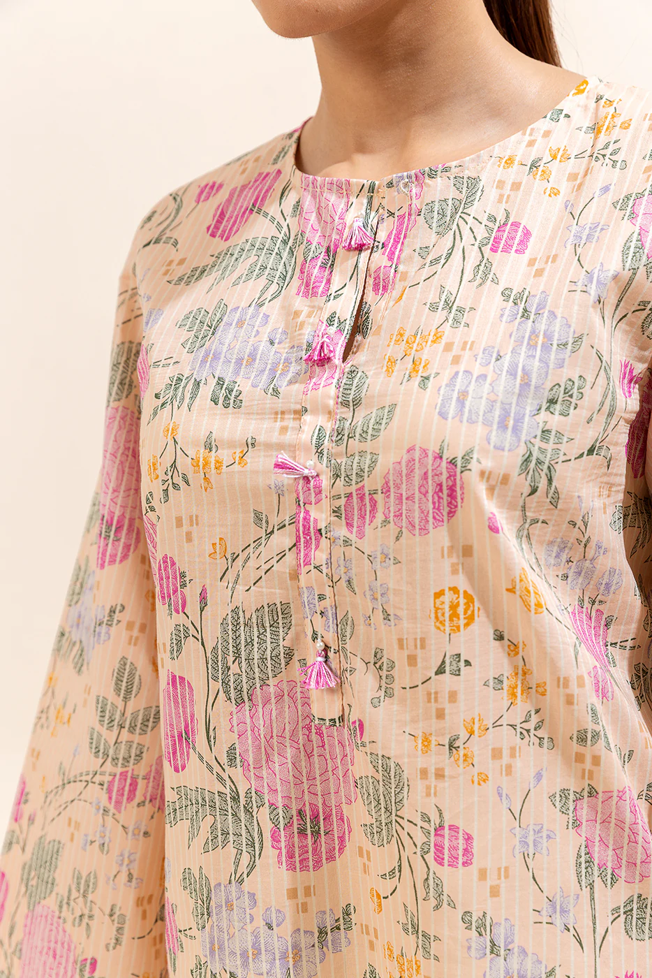 1 PIECE PRINTED LAWN SHIRT-VERDANT GRID (UNSTITCHED) - Image 3