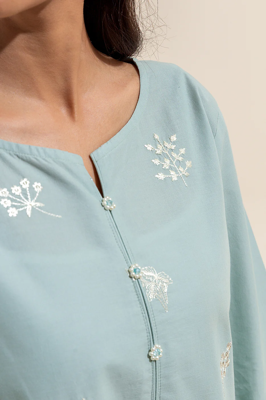 1 PIECE EMBROIDERED LAWN SHIRT-DUSKY DEW (UNSTITCHED) - Image 4