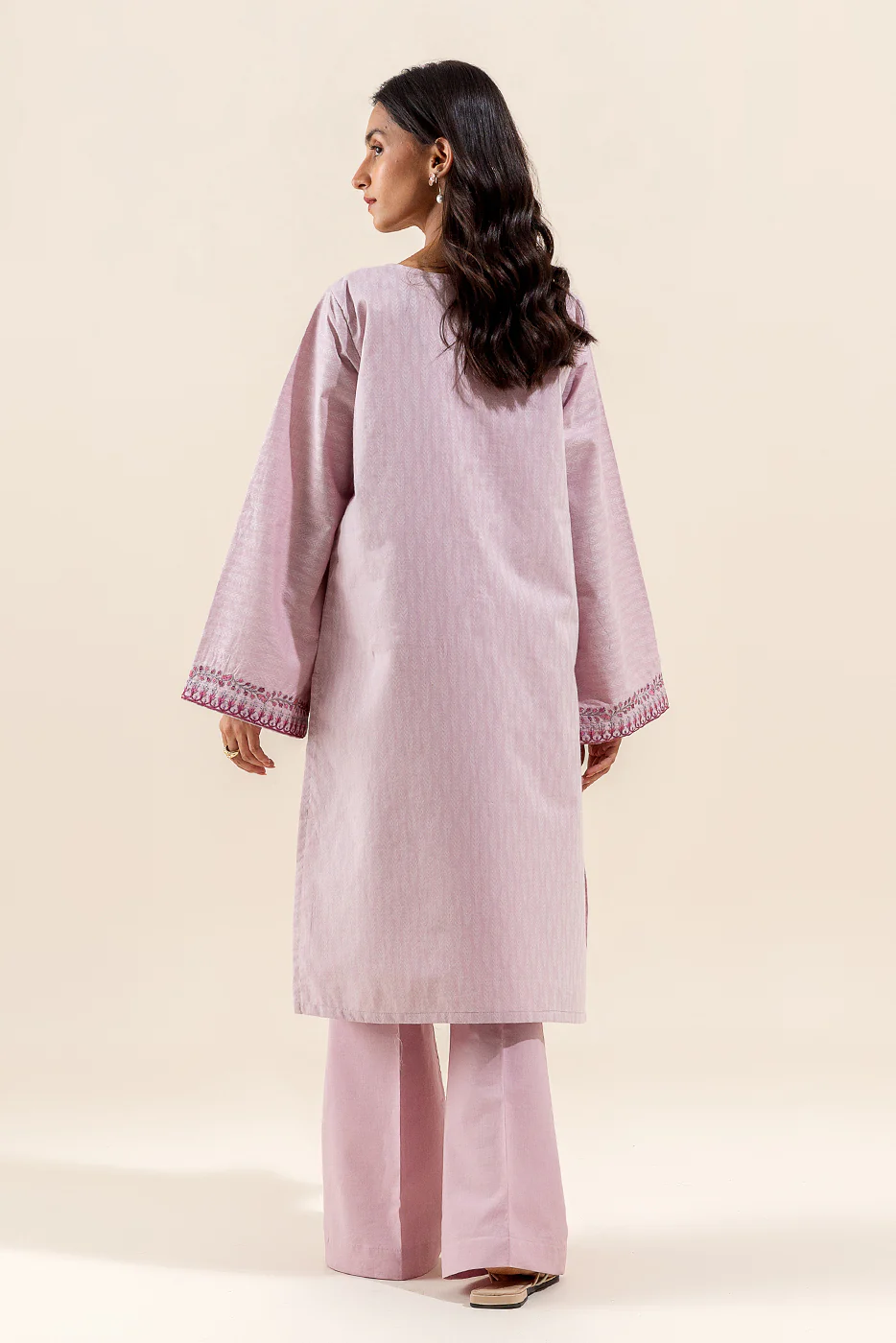 1 PIECE EMBROIDERED JACQUARD SHIRT-PASTEL HAZE (UNSTITCHED) - Image 3