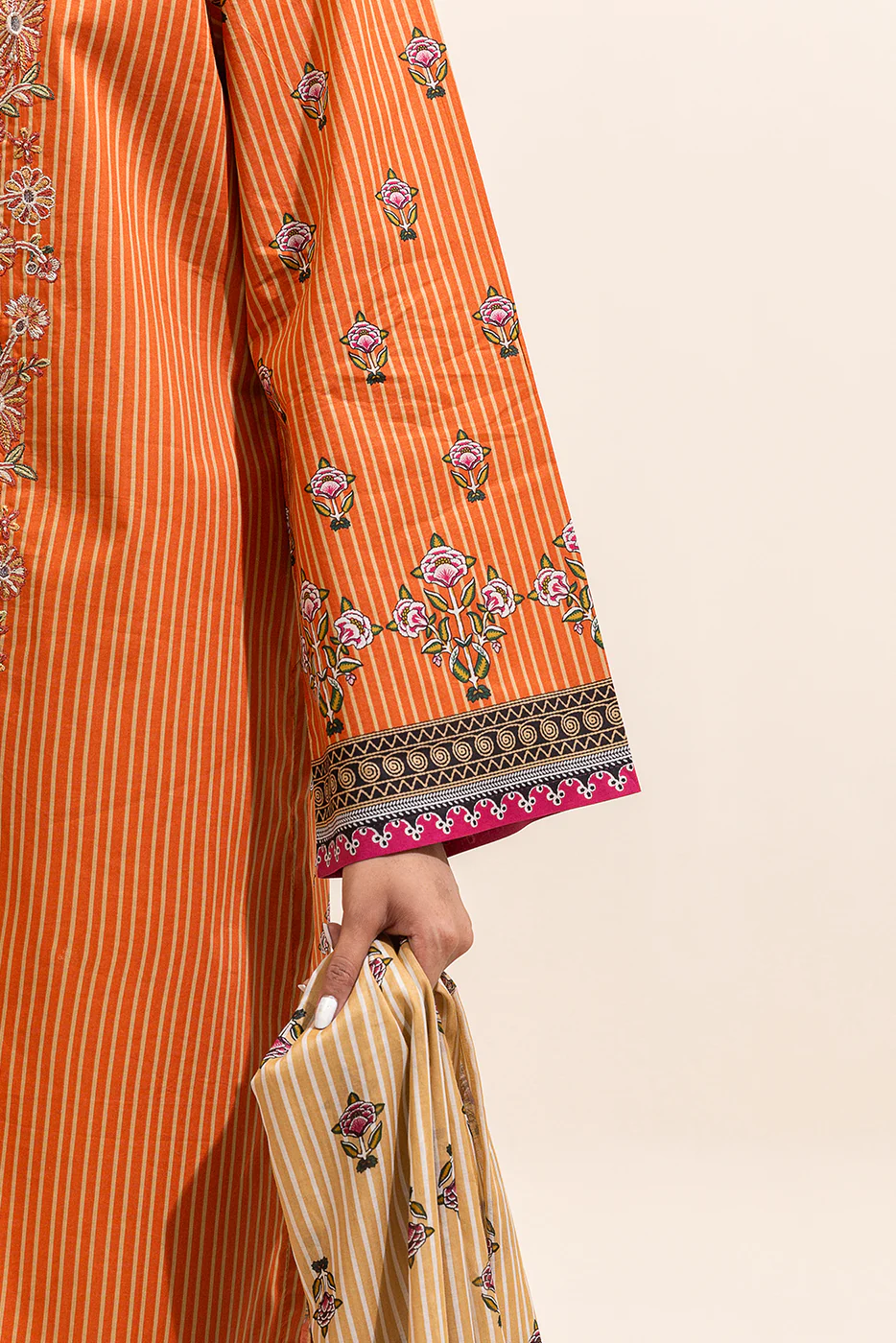 3 PIECE EMBROIDERED LAWN SUIT-RUSSET GLAZE ( UNSTITCHED) - Image 6