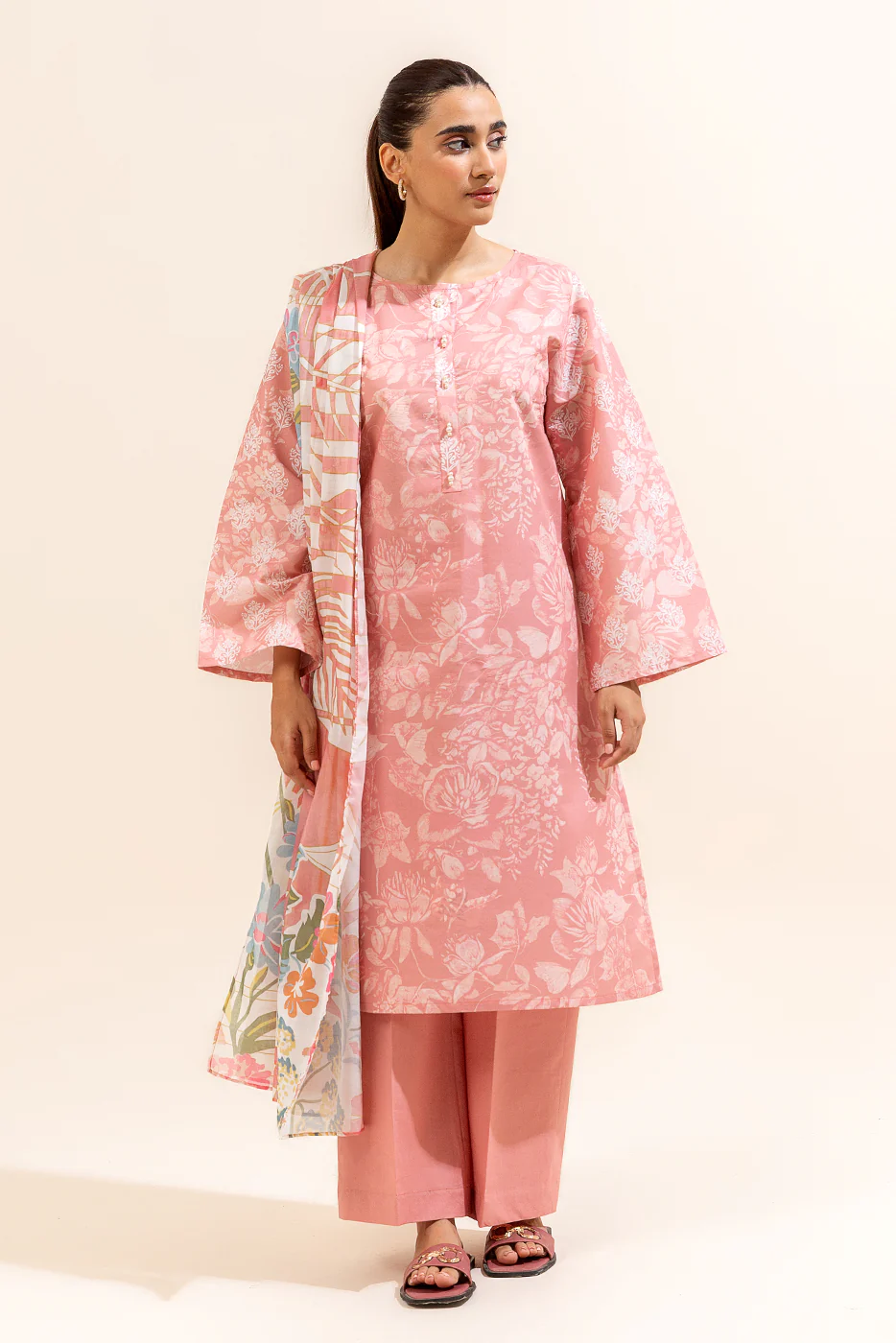 3 PIECE PRINTED LAWN SUIT-BLUSH BLOSSOM (UNSTITCHED) - Image 4