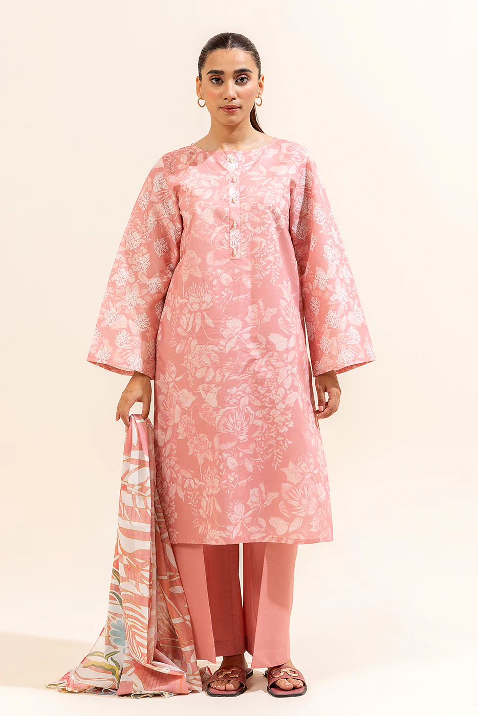 3 PIECE PRINTED LAWN SUIT-BLUSH BLOSSOM (UNSTITCHED) - Image 5