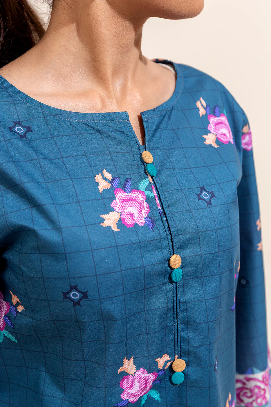 3 PIECE PRINTED LAWN SUIT-MIDNIGHT FLORET (UNSTITCHED) - Image 5