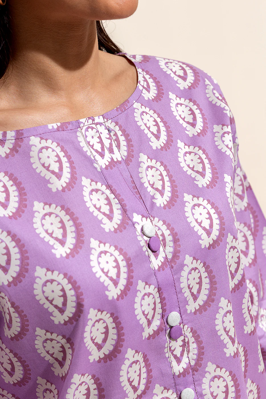 3 PIECE PRINTED LAWN SUIT-LAVENDER BLISS (UNSTITCHED) - Image 5