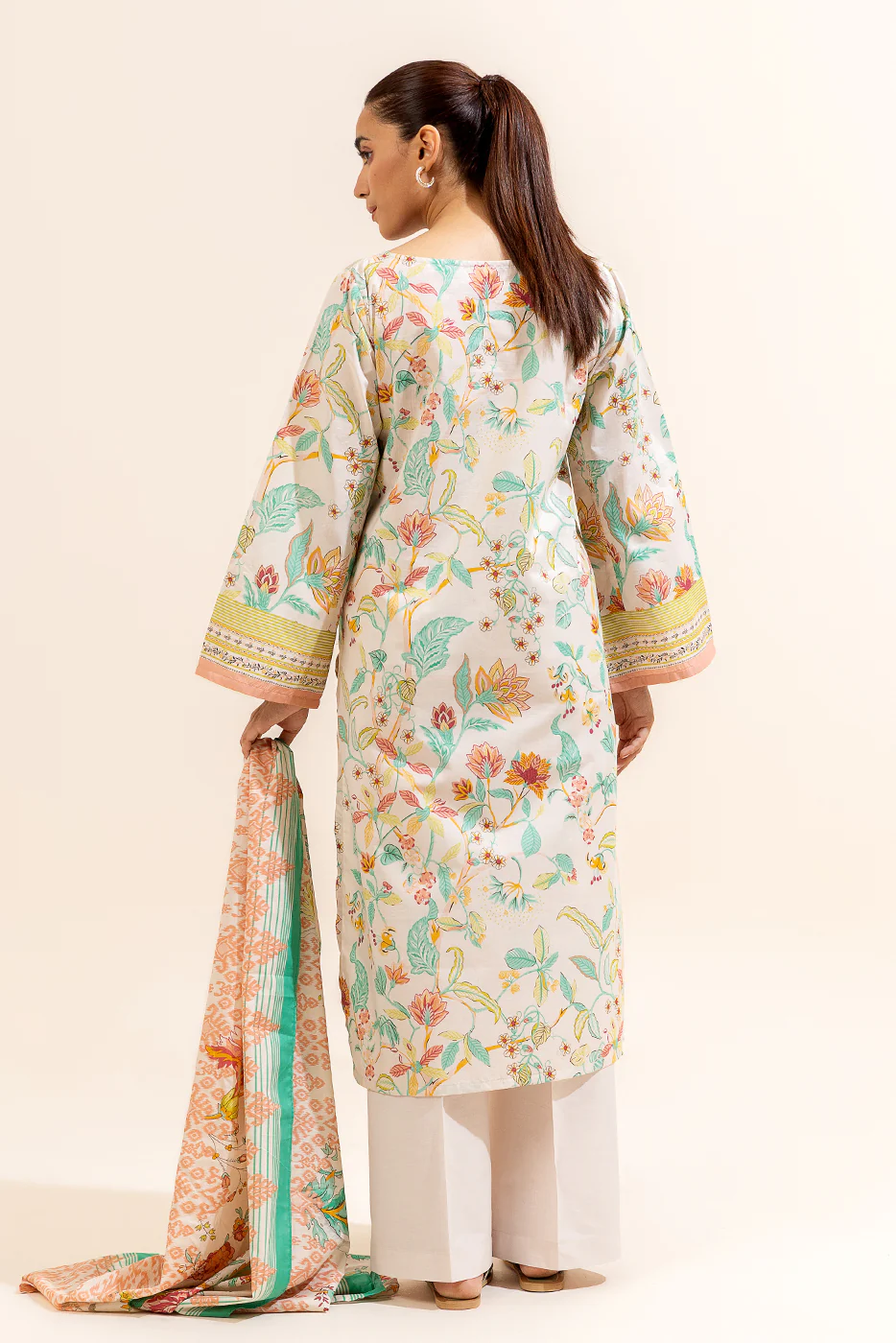 3 PIECE EMBROIDERED LAWN SUIT-BEIGE TAPESTRY (UNSTITCHED) - Image 6