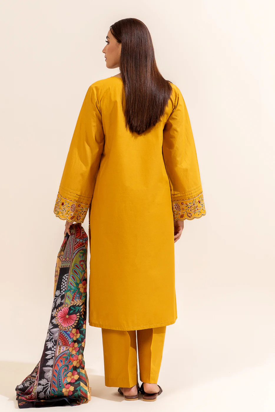 3 PIECE EMBROIDERED LAWN SUIT-VERDANT YELLOW (UNSTITCHED) - Image 7