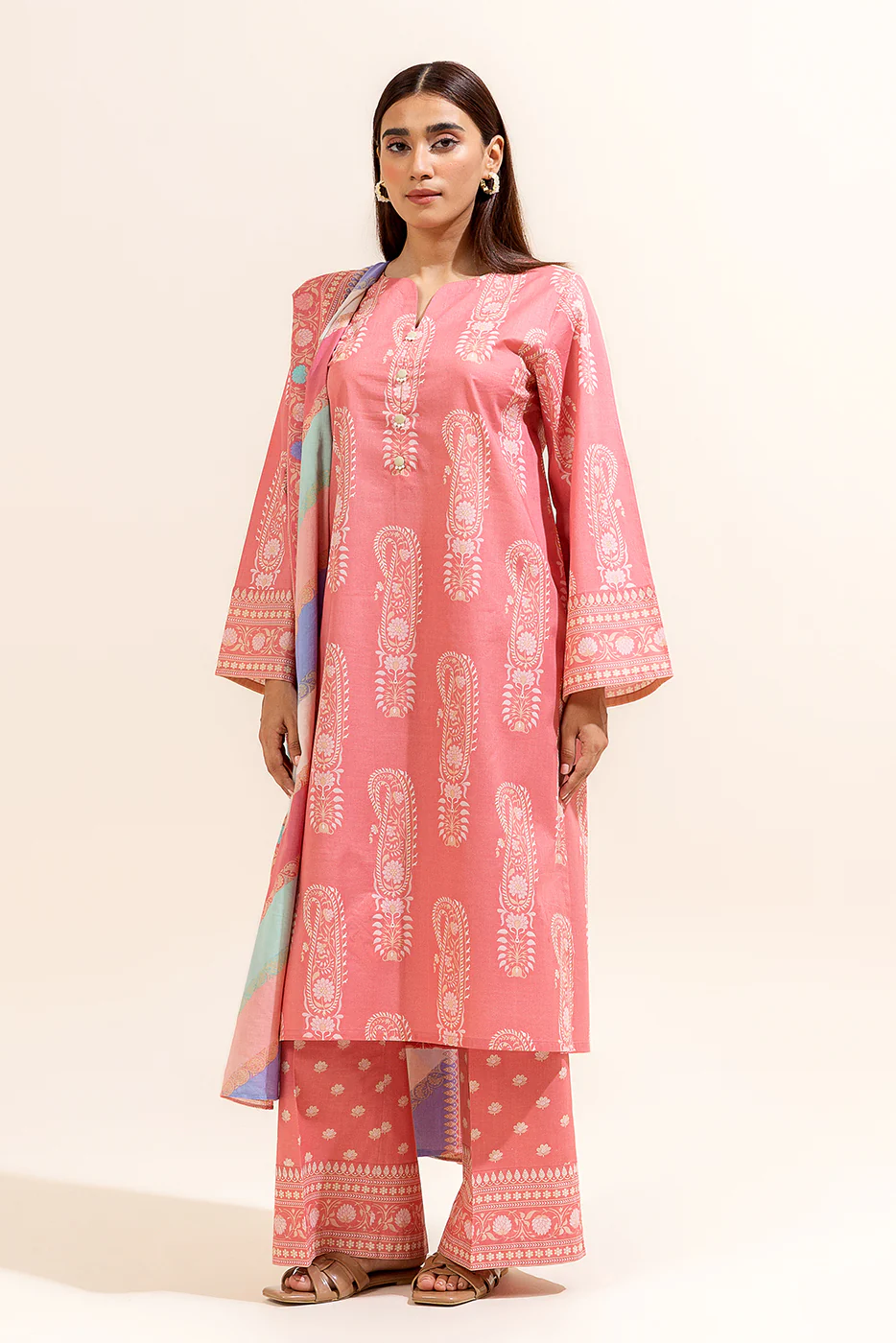 3 PIECE PRINTED LAWN SUIT-CLUSTER DUSK (UNSTITCHED) - Image 4
