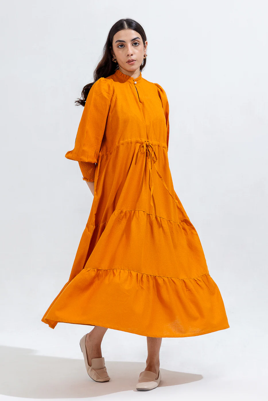 MUSTARD TIER DRESS - Image 3