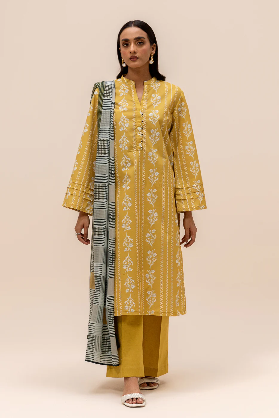 3 PIECE PRINTED LAWN SUIT-LIME GLAM (UNSTITCHED) - Image 2