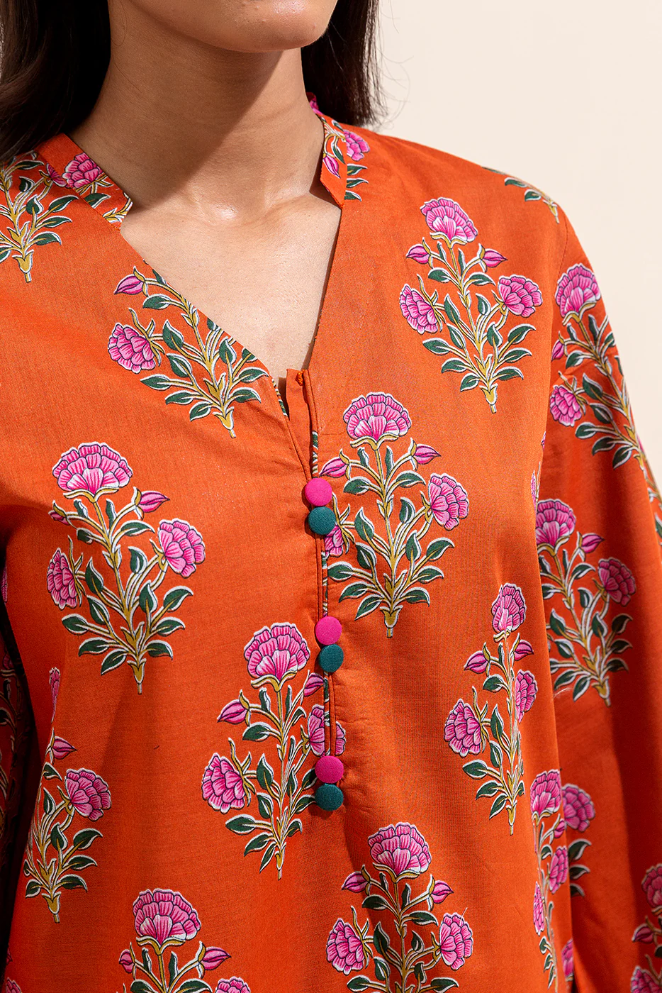 3 PIECE PRINTED LAWN SUIT-MANDARIN DREAM (UNSTITCHED) - Image 5