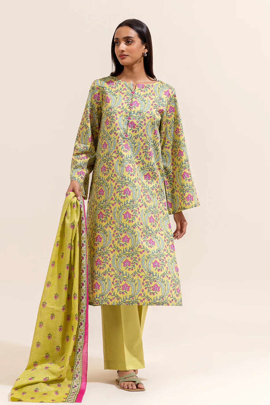 3 PIECE PRINTED LAWN SUIT-FIRST LIGHT (UNSTITCHED) - Image 3