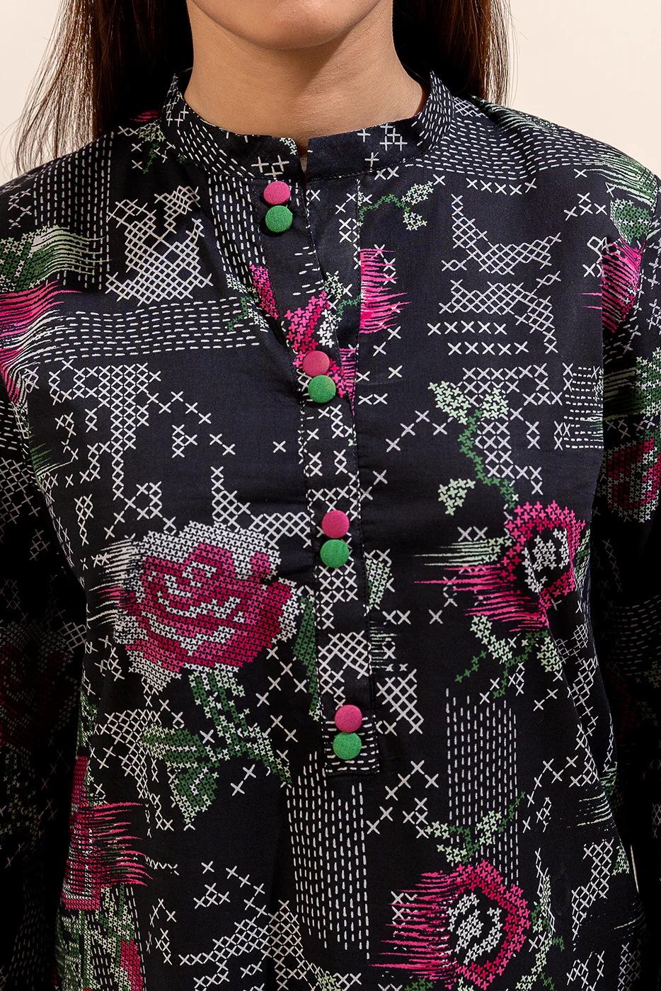 3 PIECE PRINTED LAWN SUIT-AURIC GLOOM (UNSTITCHED) - Image 2