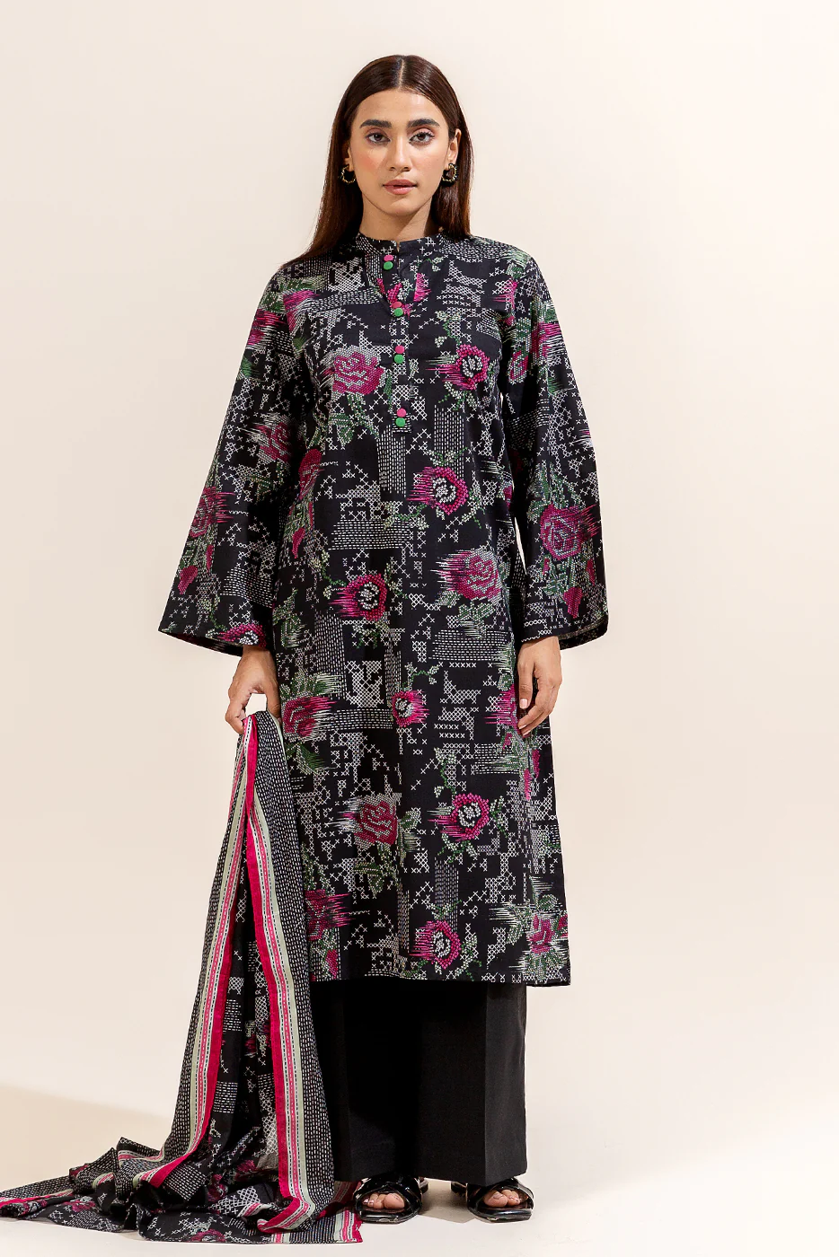 3 PIECE PRINTED LAWN SUIT-AURIC GLOOM (UNSTITCHED) - Image 5