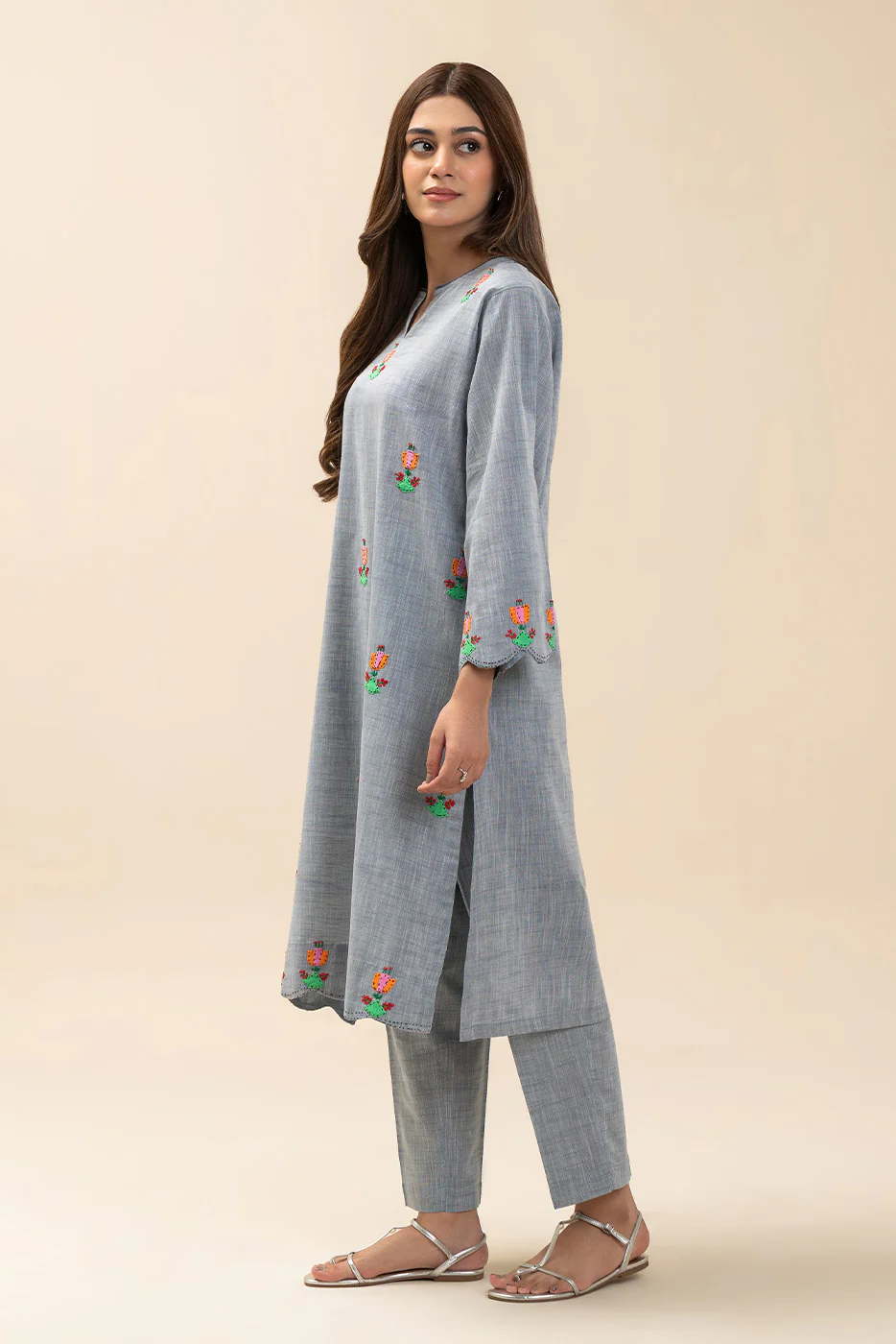 2 PIECE SOLID CHAMBRAY SUIT (PRET) - Image 2