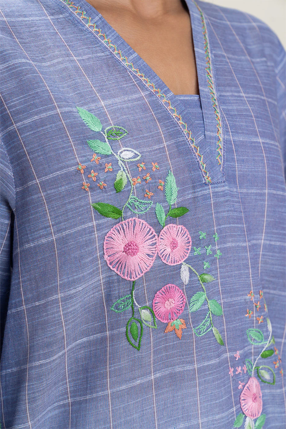 EMBROIDERED YARN DYED SHIRT (PRET) - Image 2
