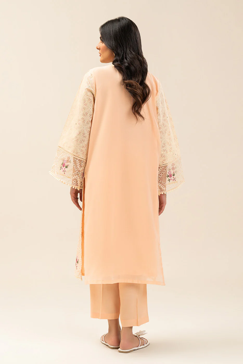 2 PIECE EMBROIDERED PAPER COTTON SUIT (PRET) - Image 3