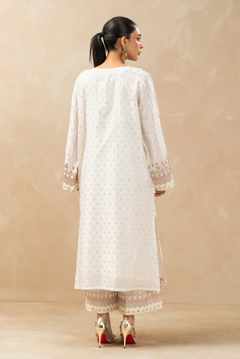 2 PIECE EMBROIDERED LUREX JACQUARD SUIT (LUXURY-PRET) - Image 3