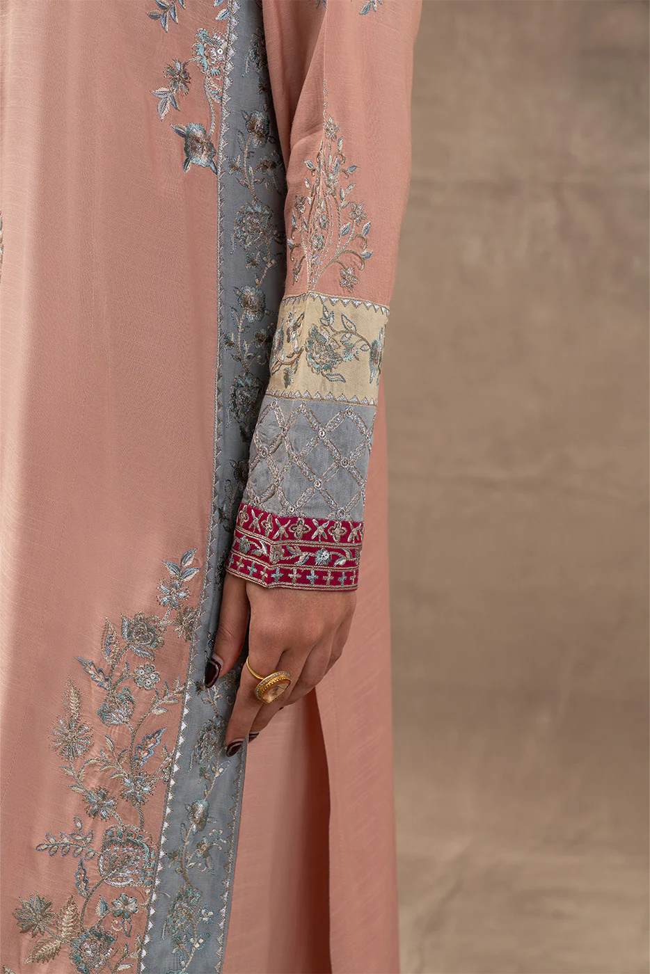 EMBROIDERED RAW SILK SHIRT (LUXURY PRET) - Image 6