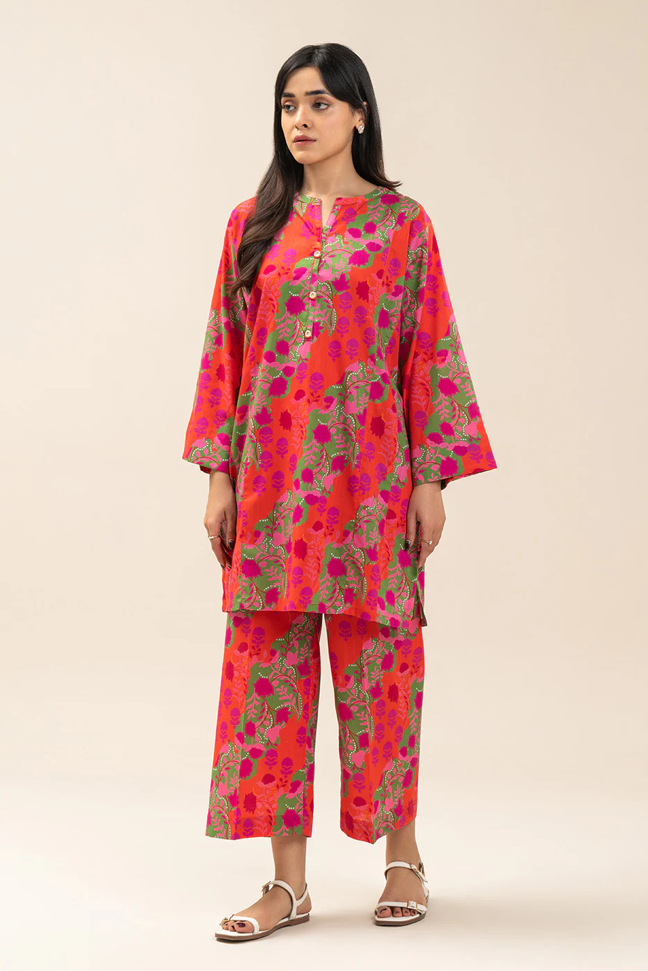 2 PIECE PRINTED TWO WAY SLUB SUIT (PRET) - Image 2