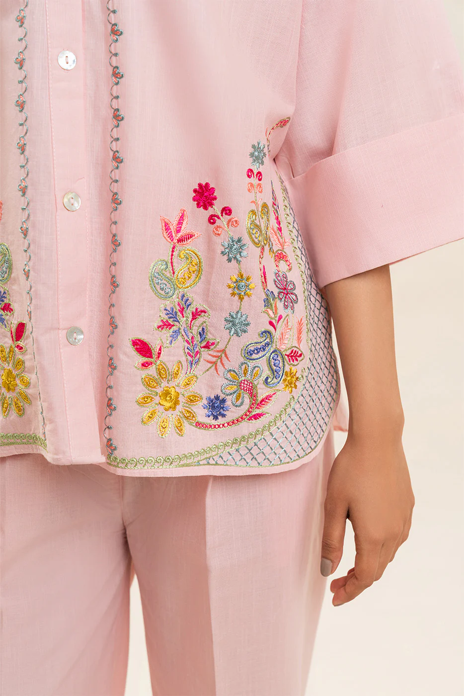 2 PIECE EMBROIDERED CD SLUB SUIT (FLOW) - Image 7