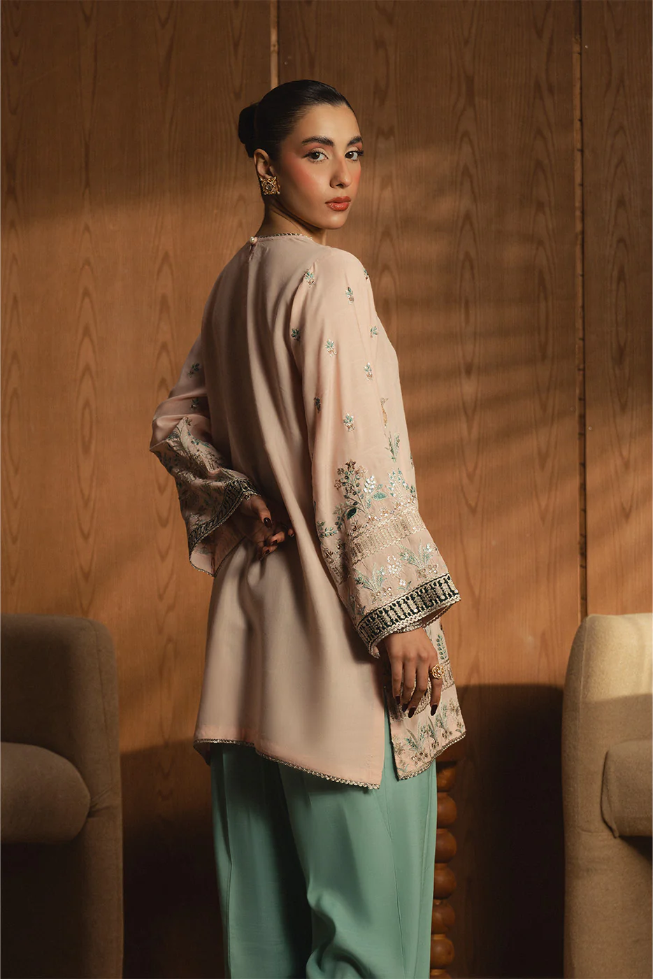 2 PIECE EMBROIDERED RAW SILK SUIT (LUXURY-PRET) - Image 6