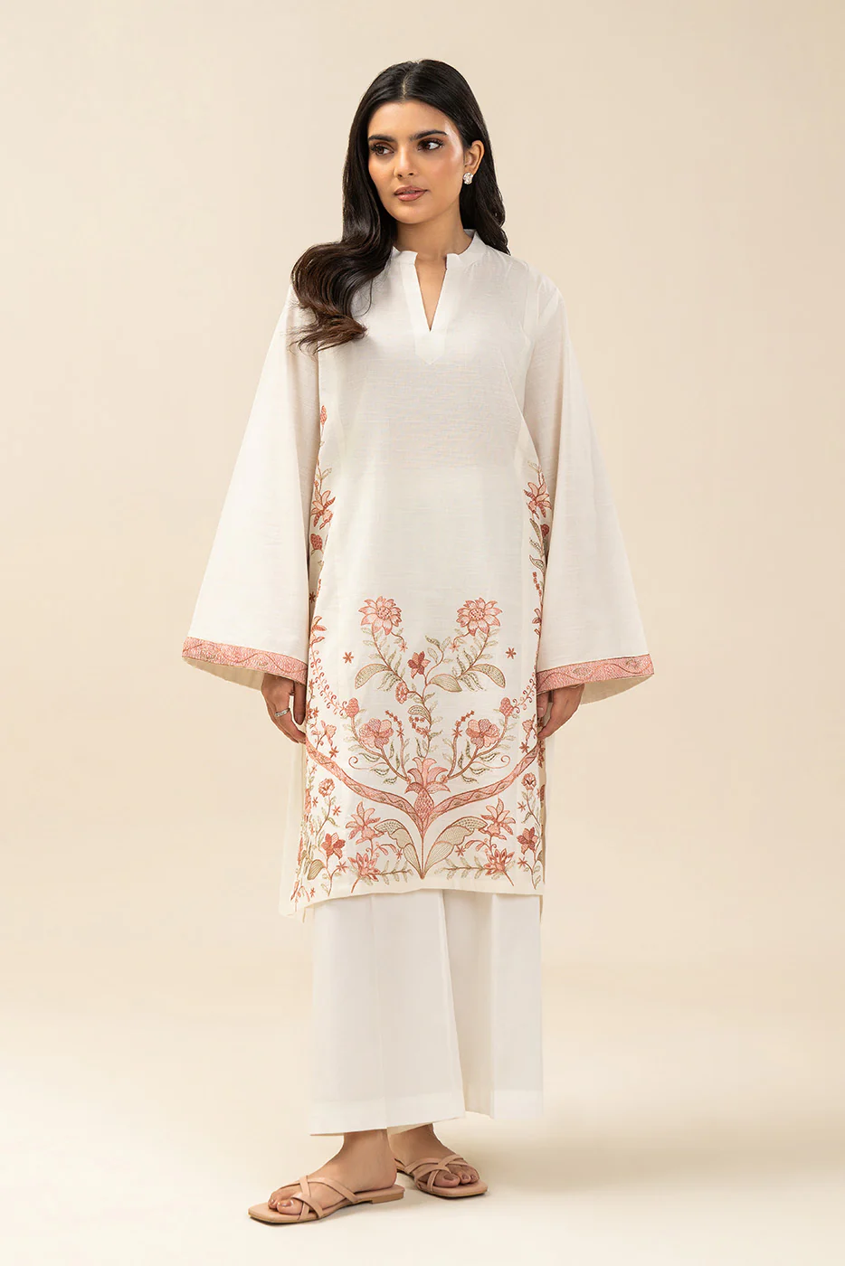 EMBROIDERED SLUB SHIRT (PRET) - Image 2