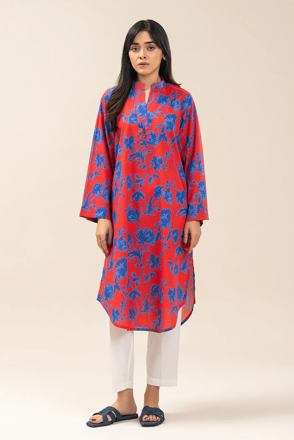 PRINTED TWO WAY SLUB SHIRT (PRET) - Image 2