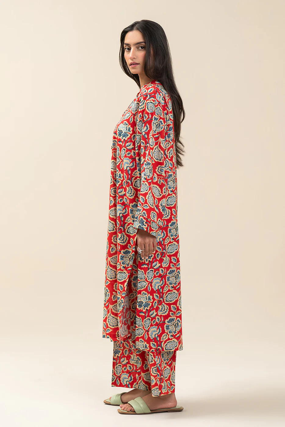 2 PIECE PRINTED TWO WAY SLUB SUIT (PRET) - Image 5