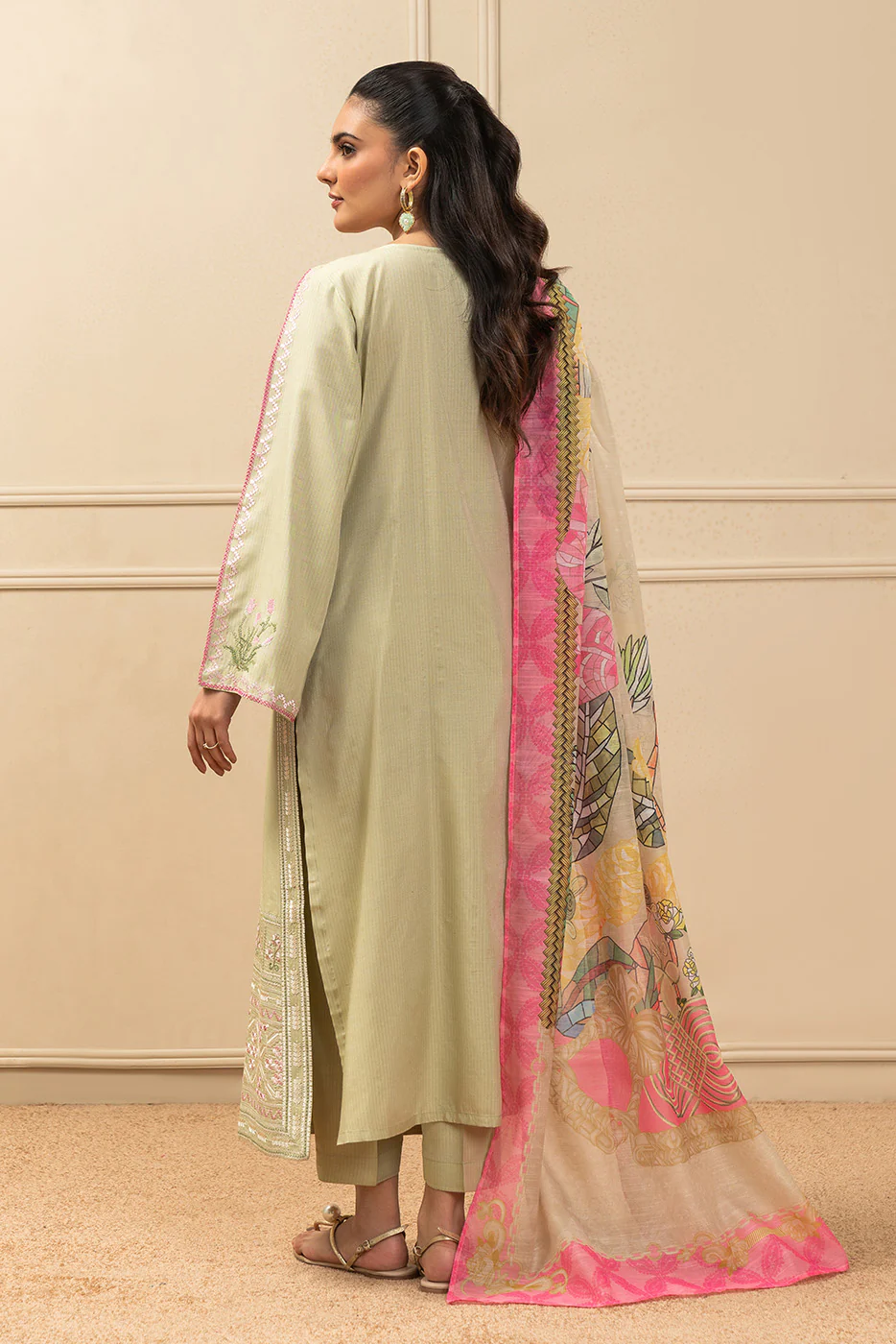 3 PIECE EMBROIDERED MISSOURI SUIT (PRET) - Image 3