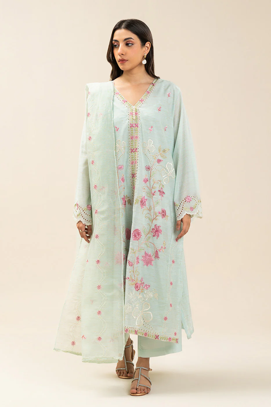 3 PIECE EMBROIDERED ZARI JACQUARD SUIT (HIGH CASUAL) - Image 2