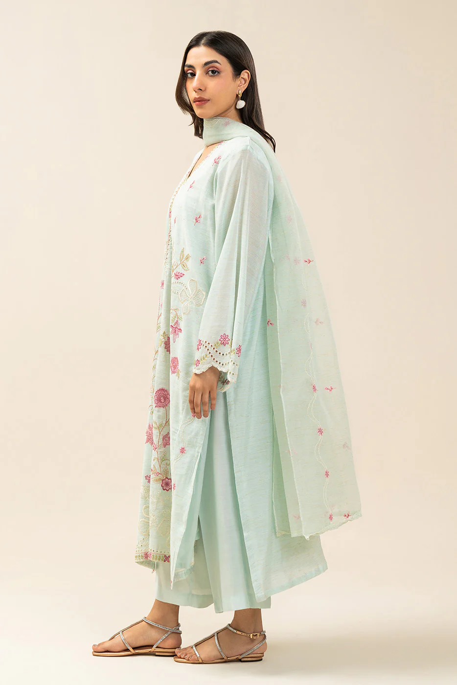 3 PIECE EMBROIDERED ZARI JACQUARD SUIT (HIGH CASUAL) - Image 3