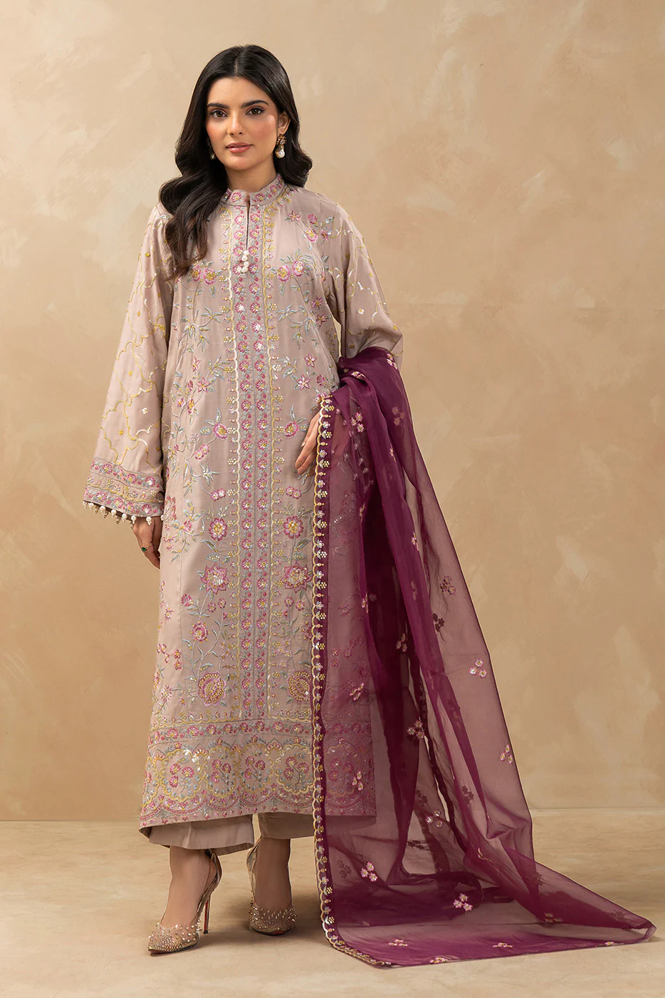 3 PIECE EMBROIDERED RAW SILK SUIT (LUXURY-PRET) - Image 6
