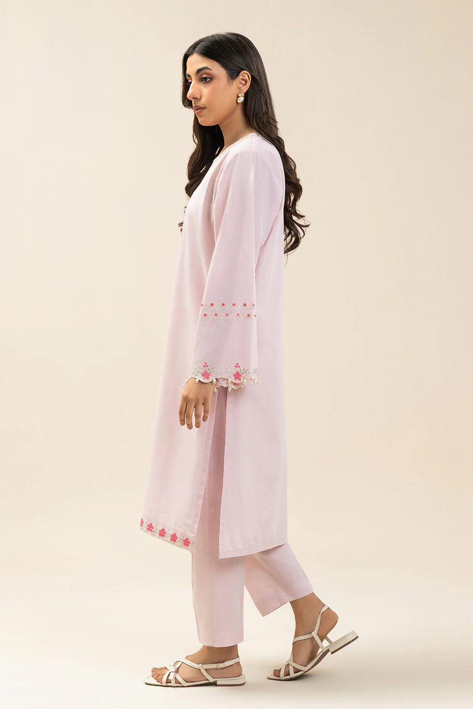 2 PIECE EMBROIDERED CHAMBRAY SUIT (PRET) - Image 3