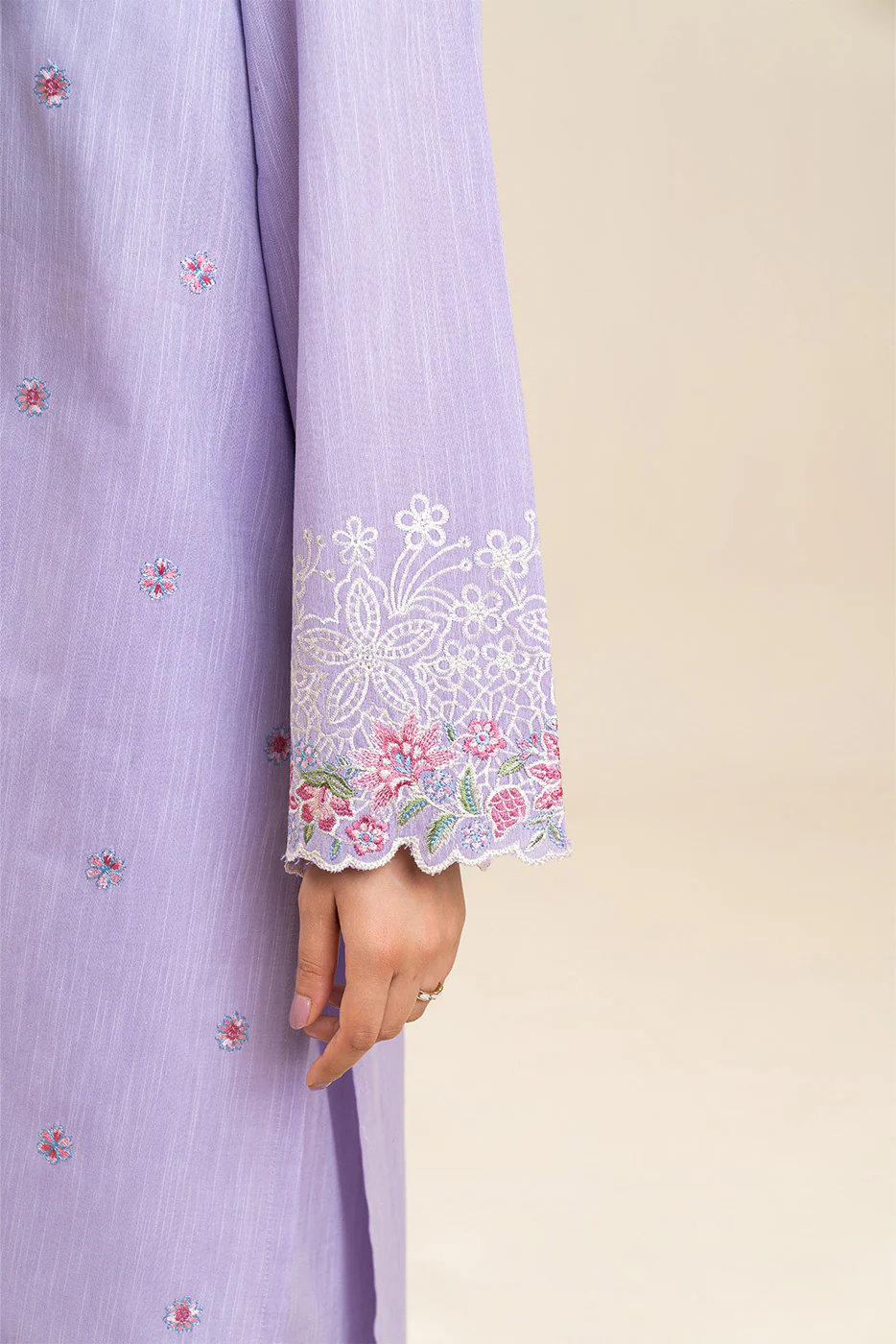 2 PIECE EMBROIDERED CHAMBRAY SUIT (PRET) - Image 6