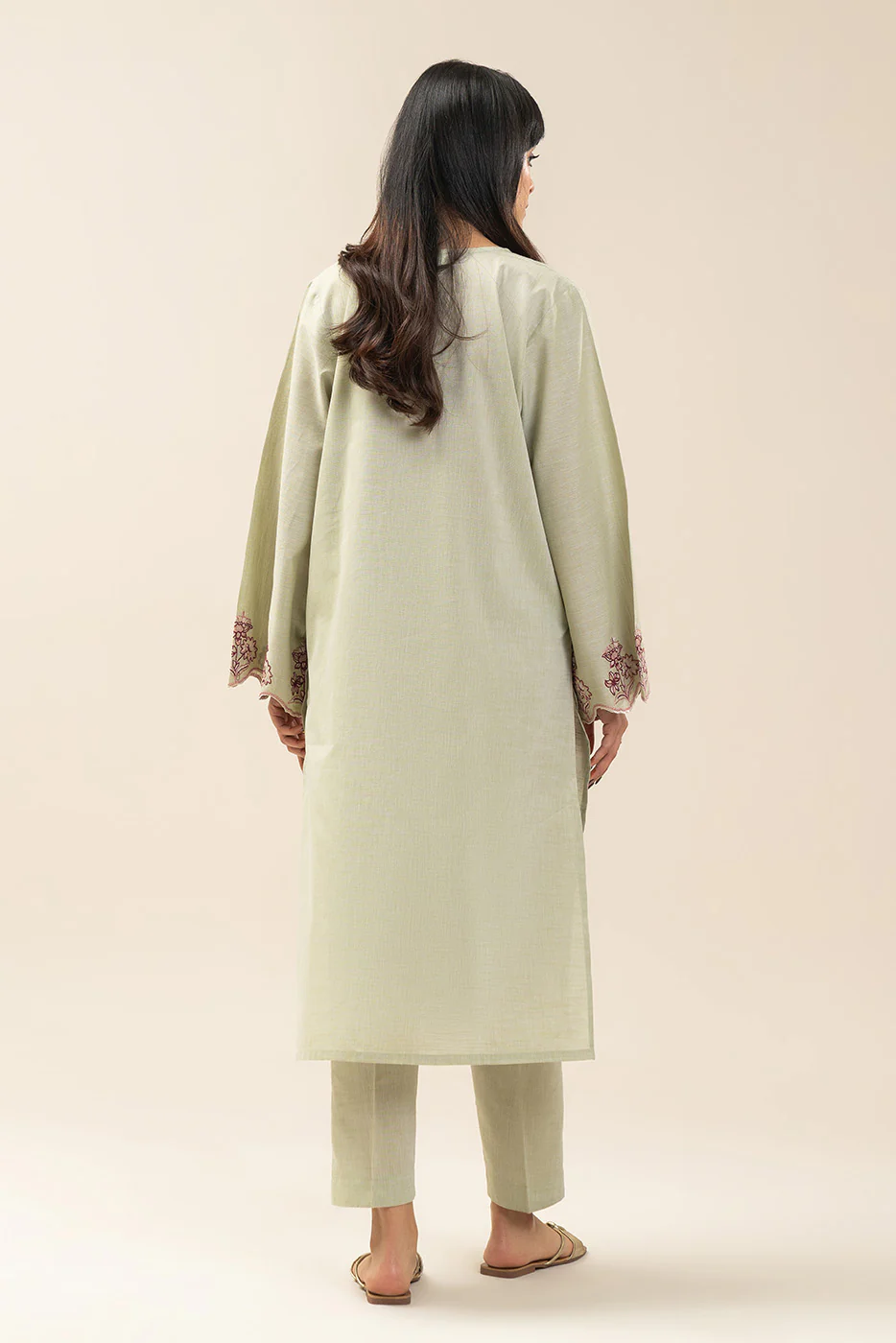 2 PIECE EMBROIDERED CHAMBRAY SUIT (PRET) - Image 3