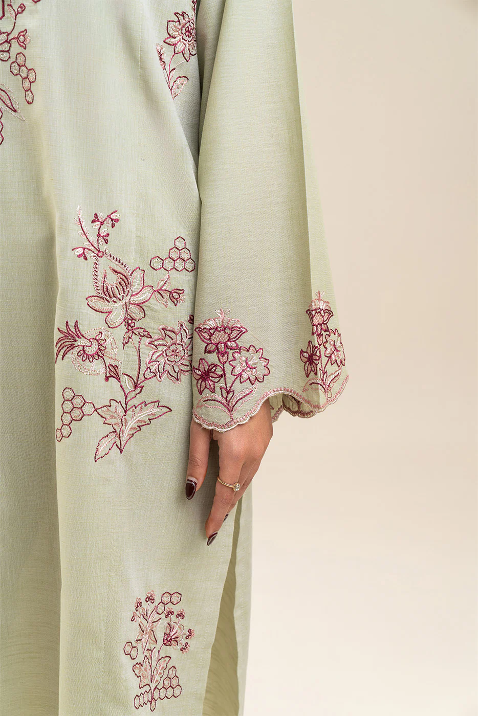 2 PIECE EMBROIDERED CHAMBRAY SUIT (PRET) - Image 6