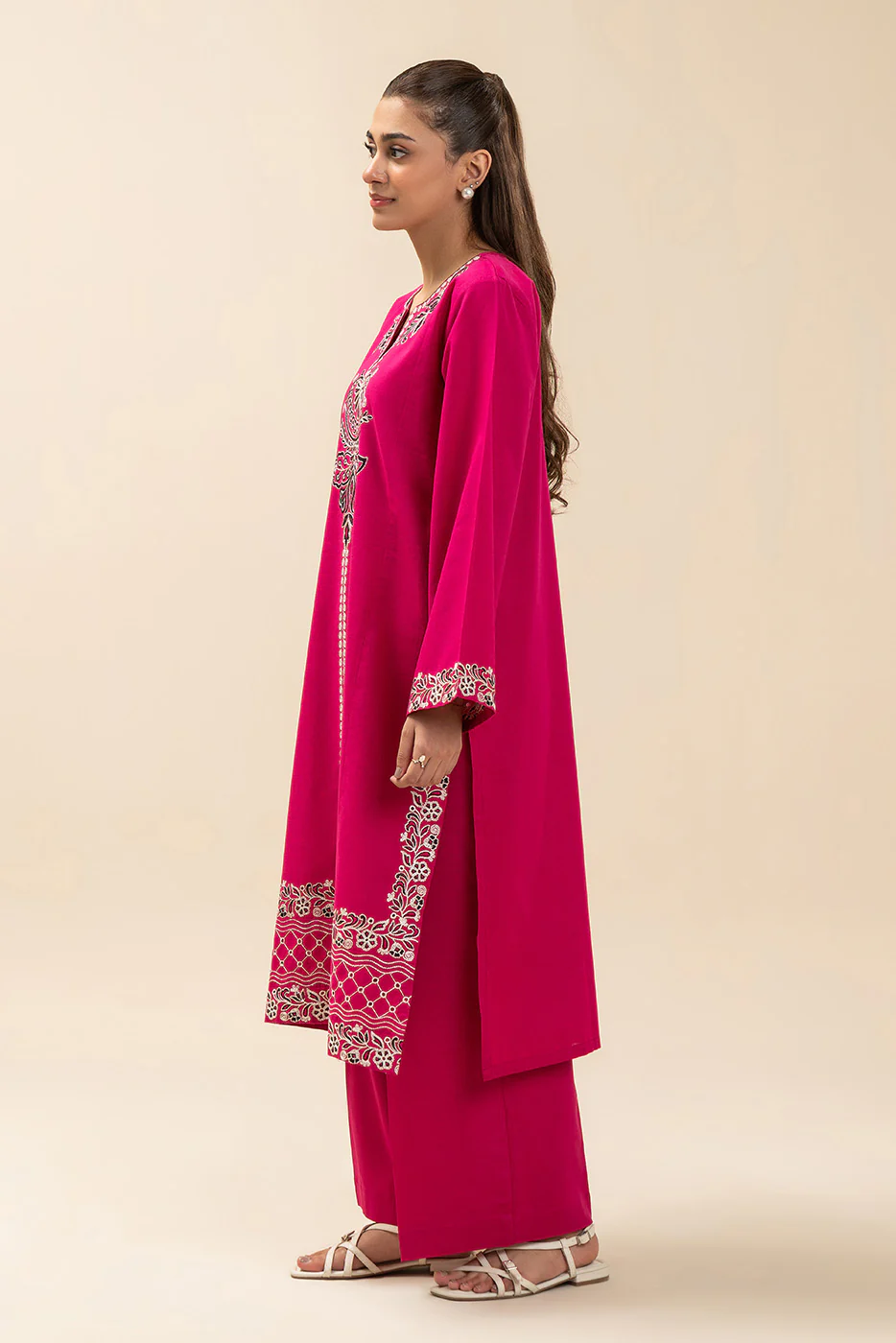 2 PIECE EMBROIDERED CD SLUB SUIT (PRET) - Image 2