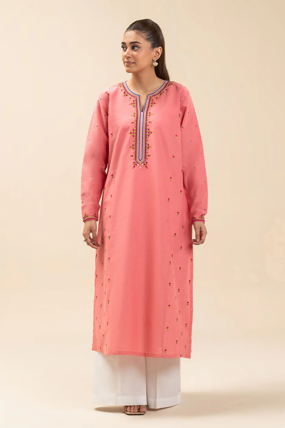 EMBROIDERED SLUB SHIRT (PRET) - Image 3
